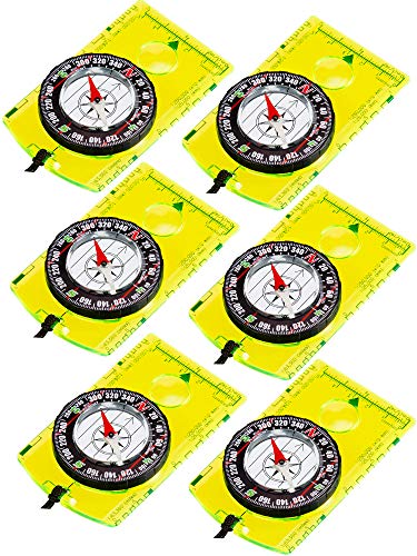 Gejoy 6 Pieces Navigation Backpacking Compass Orienteering Hiking Compass Map Reading Compass for Scout Kids Outdoor Camping (Style 1)