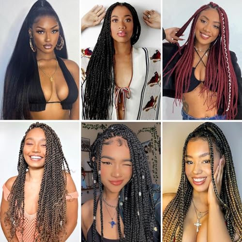 Pre Stretched Braiding Hair 20 Inch 8 Pack Long Braiding Hair Pre Stretched Hair For Braiding Hot Water Setting Soft Yaki Texture Synthetic Crochet Braids Hair For Women Girls (20Inch,1B)
