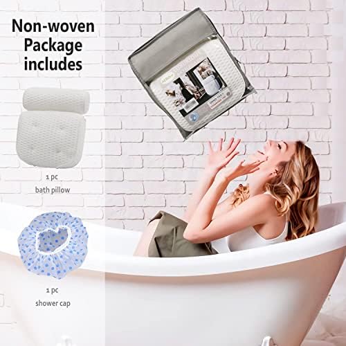 AEROiVi Luxury Bath Pillows for Tub,Bath Pillow Bathtub Pillows for Head and Neck Support Bath Cushion Made from Soft Spacer Mesh Material with Suction Cups