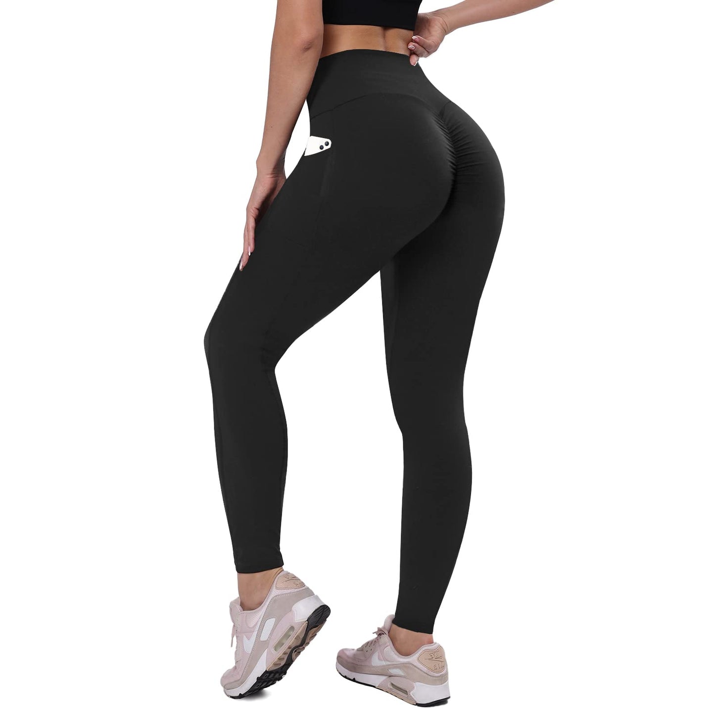 GAYHAY Scrunch Butt Lifting Leggings Women-High Waisted Seamless Workout Leggings Gym Booty Tights Tummy Control Yoga Pant B-Black
