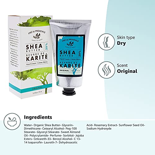 Pre de Provence Beurre De Karité Moisturizing Collection, Shea Butter Enriched Nourishing, Hand Cream, 75ML, Original