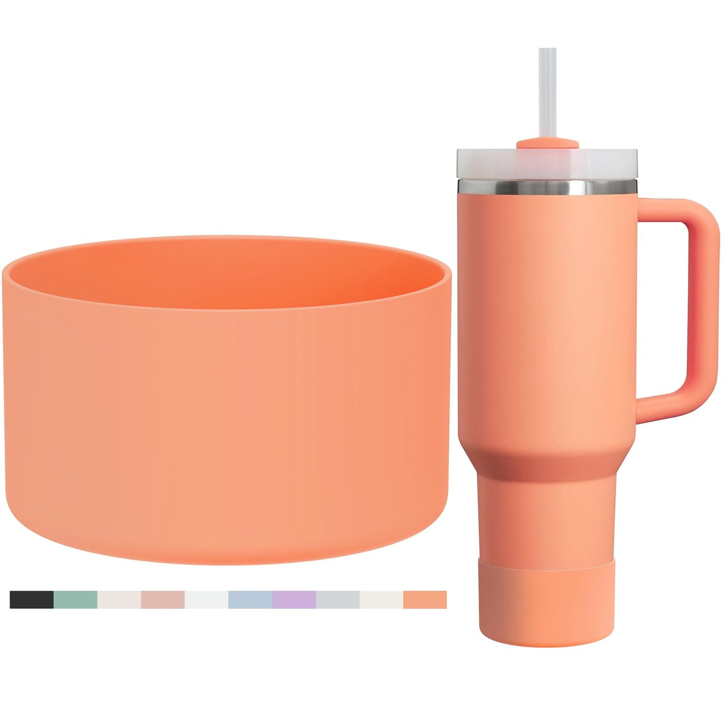 Affute Protective Silicone Boot for Stanley Quencher H2.0 40 30 20 oz & IceFlow Flip 30 20 oz, BPA Free Anti-Noise Anti-Scratch, Stanley Cup Protector Sleeve Cover Boot (Nectarine)