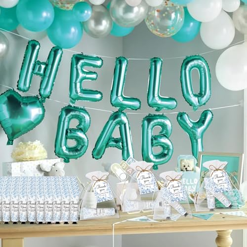 50 Sets Blue Flower Baby Shower Hand Cream Set, Favors Party for Guests Bridal Wedding Gift Bulk Baby Shower Travel Size Hand Cream Blue Flower with Thank You Card and Organza Gift Bags(blue flower)