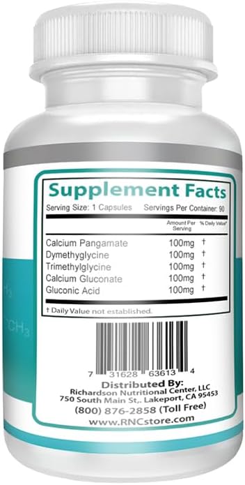 Supplements B15 Complete Extra Strength, Pangamic Acid, with TMG, DMG 500mg 90 VCapsules Supports Healthy Oxygen Energy Levels Vitamins