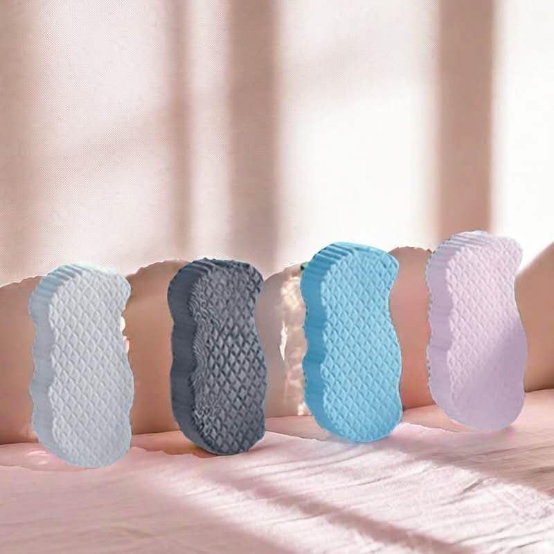 4pcs Exfoliating Bath Sponges, Body Exfoliating Scrubber,Soft Bath Shower Sponge for Removing Dead Skin(Pink&Blue&White &Gray)