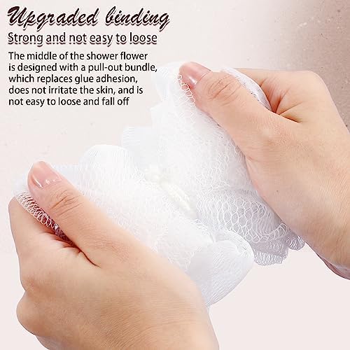 50 Pcs Loofah Sponge Bulk Mini Shower Sponge 3 Inch Loofahs Shower Pouf Mesh Shower Ball for Women Kids Men Exfoliating Bath Scrubber Travel Size Shower Gift(White)
