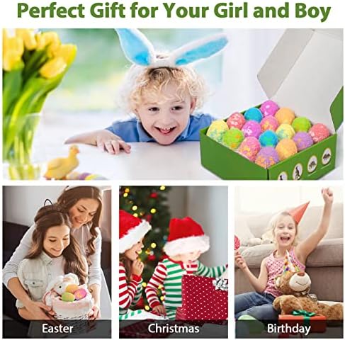 Dinosaur Bath Bombs Gift Set,16 Pack Organic Bath Bomb for Kids with Toys Surprise Inside. Natural Dino Egg Bathbombs Kit for Christmas or Birthday Gift for Girls and Boys