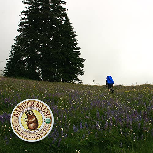 Badger Balm Unscented, 100% Organic Olive Oil & Beeswax, Fragrance Free Hand Cream, Long Lasting Sensitive Skin Moisturizer, 2 oz Tin, 2-Pack