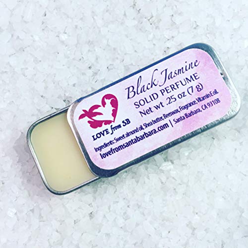 Compact Personal Black Jasmine Solid Perfume | Luxurious Artisan Spa Gift for Her | Sophisticated, intriguing fragrance | Convenient, purse or travel bag size | Black Jasmine Perfume