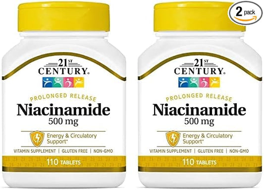 21st Century Niacinamide 500 mg Prolonged Release Tablets, 110-Count (Pack of 2)