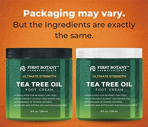 First Botany, Athletes Foot Cream with Tea Tree Oil, Aloe & Spearmint - Hydrates, Softens & Conditions Dry Cracked Feet, Heel and Calluses- Helps Soothe Irritated Skin - 8 oz