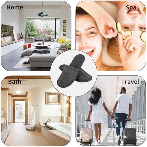 Disposable Slippers for Guests, 10 Pairs - Coral Fleece Hotel, Non-Slip SPA Slippers, Unisex Washable Reusable for Hotel & Travel Guests