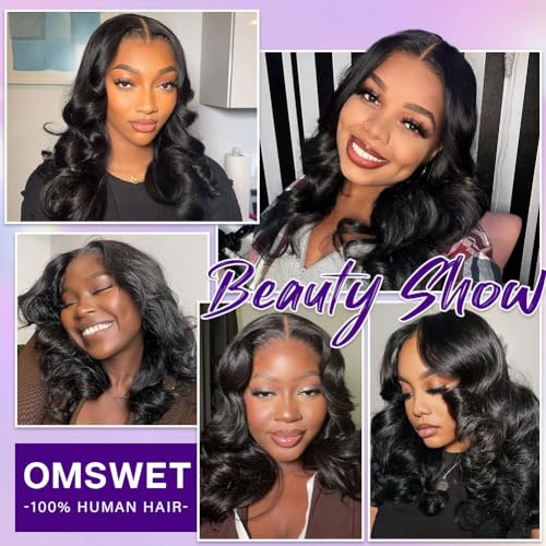 Body Wave BOB Wig Human Hair 5X5 HD Lace Closure Wavy Wigs for Black Women Glueless Wear And Go Wigs Human Hair Pre Plucked Wavy Wig 200 Density Virgin Hair 14 Inch Glueless Body Wave Bob