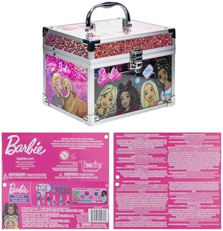 Barbie Movie Kids Makeup Kit for Girls, Real Washable Toy Makeup Set, Barbie Gift, Play Makeup and Pretend Play Toys Ages 3 4 5 6 7 8 9 10 11 12, By Townley Girl