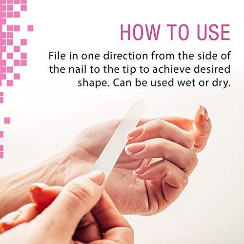 Nail Tek Crystal File - Glass Nail File with Case, Durable and Gentle for Healthy Nails and Cuticles - Travel-Friendly Design, Fuchsia, Medium 5"