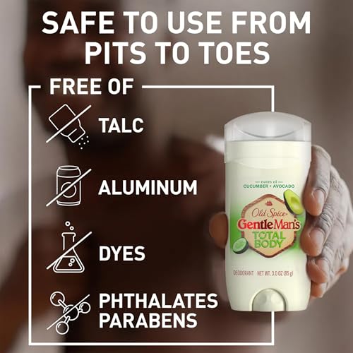 Old Spice Whole Body Deodorant Stick for Men, 3 Pack, Aluminum Free, Cucumber + Avocado Scent, 24/7 Odor Protection, Dermatologist Tested, Gentle on Skin, Safe to Use All Over, 3.0 oz