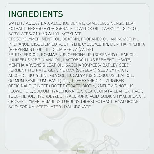 Scalp Strengthening Spray for Hair Growth & Anti-Loss | Vegan Tonic Serum, Instant Cooling & Soothing with Rosemary and Peppermint Oil, Sulfate Free, Korean, 3.38 Fl oz.