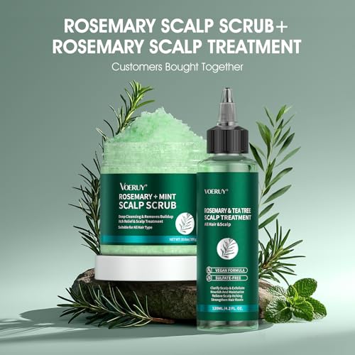 Scalp Treatment, Rosemary Refreshing Scalp Treatment with Tea Tree, Clarifying Build Up & Purifying, Leave-In Scalp Detox for Dry Itchy Scalp,Vegan & Cruelty-Free,120ML