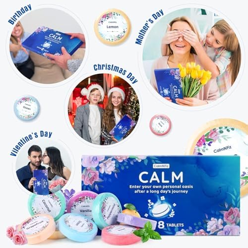 Shower Steamers 16 Pack-Bath Bombs with Organic & Natural Fragrances, Travel Essentials, Stocking Stuffers, Birthday Christmas Gifts for Women, Men, Mom and Teen Who Have Everything (Blue)