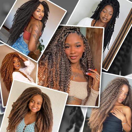 8 Packs Marley Twist Braiding Hair 24 Inches MarleyTwist Hair Long Cuban Twist Hair Marley Afro Kinky Curly Twist Faux Locs Crochet Hair Synthetic Marley Hair Extensions