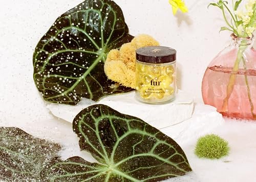 Fur Bath Drops- Fur Oil to Moisturize and Soothe Your Skin in a Natural Dissolvable Seaweed Capsule for a Relaxing Bath, with Grapeseed, Jojoba, and Clary Sage Oil - 18 Capsules