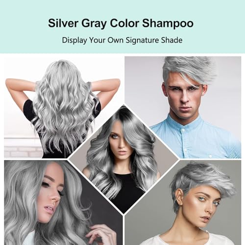 Silver Gray Hair Dye Shampoo, Instant Hair Color Shampoo, Silver Shampoo Hair Dye for Women Men, Lasting Shampoo Para Canas & Champu Para Canas, Shampoo Para Pintar el Cabello
