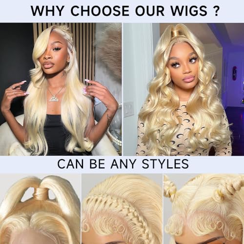 613 13x6 Lace Front Wig Human Hair 210 Density Blonde Wig Human Hair 30 Inch Body Wave Lace Front Wigs Human Hair Pre Plucked 613 HD Lace Frontal Wigs 613 Wig