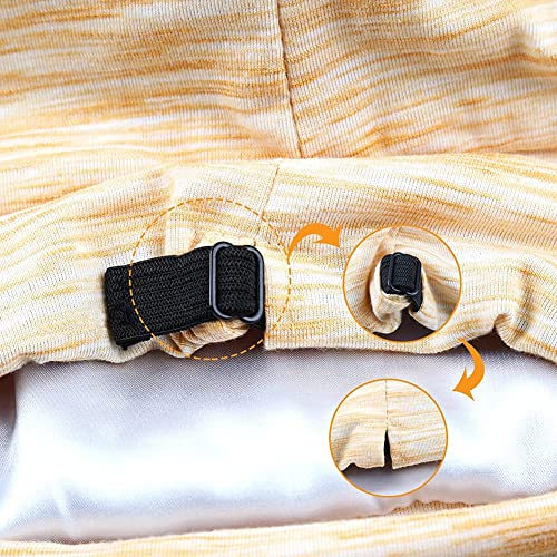 Kids Beanie Sleep Hats Bonnet for Night Sleeping Cap Silky Lined Satin Bonnet with Adjustable Elastic Band for Teens Toddler Child Natural Curly Frizzy Hair Cover(Sand Yellow)