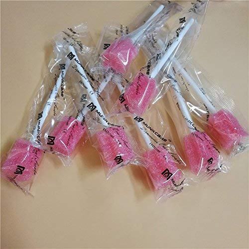 Disposable Oral Foam Swab with Mint Flavored, Individually Wrapped, Red, Box of 50 Counts