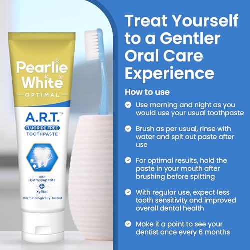 Pearlie White Active Remineralization Fluoride Free Toothpaste - 3.8oz/110gm - Hydroxyapatite Toothpaste for Tooth Enamel Repair - Contains Xylitol - Helps Remove Stains - 1 Pack