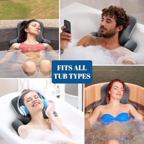 Full Body Bath Pillow for Bathtub, Thick & Luxury Bathtub Cushion with 192 Suction Cups, Bathtub Pillows for Head & Neck, Back Support, Ideal Bath Accessories for Women' Gifts Spa, Soaking, Tub