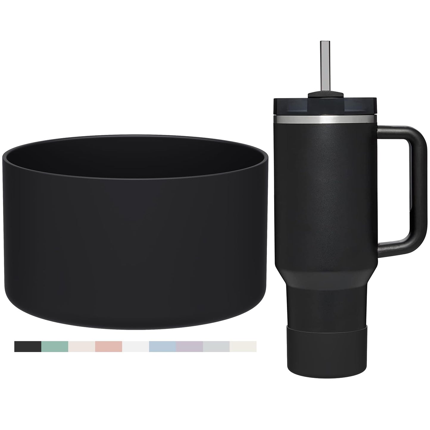 Affute Protective Silicone Boot for Stanley Quencher H2.0 40 30 20 oz & IceFlow Flip 30 20 oz, BPA Free Anti-Noise Anti-Scratch, Stanley Cup Protector Sleeve Cover Boot (Black)