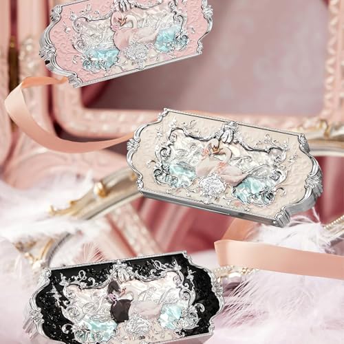Flower Knows Swan Ballet Six-Color Makeup Palette,Eyeshadow,Blush,Highlighting & Contour All-in-One Face Makeup Palette with 4 Matte+2 Shimmer Smoky Shades(02 Black Swan,0.23 Oz)
