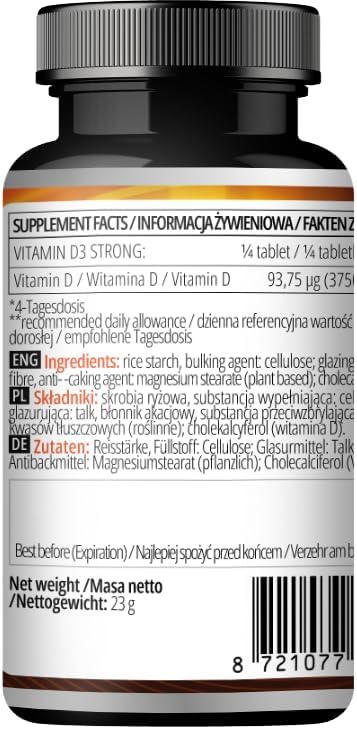 APOLLO'S HEGEMONY Vitamin D3 Strong - 3750 IU Per Serving - 90 Vegan Tablets - Provides 360 Servings - Supports Bone Health and Immune Function -Vitamin D3 Dietary Supplement