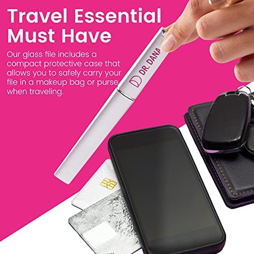 Dr. Dana Glass Nail File with Case - Premium Double-Sided Etched Crystal Nail File for Natural Nails, Protective Travel Case Included – Ideal Self Care Gift, Professional Quality by Dr. Dana