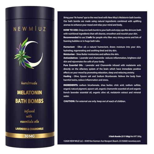 Sleep Well Bubble Bath Bombs Melatonin Infused Lavender Chamomile Essential Oils Luxurious Bath for Dry Skin Perfect Self Care Gifts for Women and Men