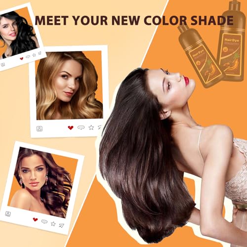 Hair Dye Shampoo 3 in 1, Long-Lasting Gray Coverage, Natural Black Hair Dye Hair Color Shampoo with Herbal Ingredients, Easy Application Shampoo Para Canas for Women Men 16.9 Fl Oz