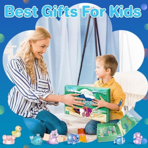 Bath Bombs for Kids with Toys Inside - 24 Pack Kids Bath Bombs with Glow in The Dark Bath Surprise Toys Inside, Natural Organic Bubble Bath Fizzy for Girls Boys, Birthday Gifts for Kid