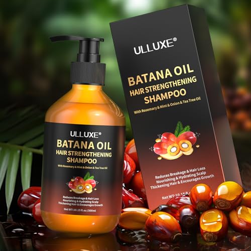 Batana Oil Hair Growth Shampoo, Strengthening Regrowth Shampoo for Men & Women with Thinning Hair & Hair Loss, Infused Rosemary, Mint Oil Nourishes Scalp, Sulfate Free for All Hair Types, 10.15 fl.oz