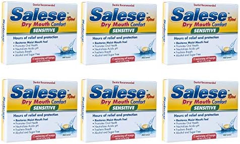Salese Sensitive Dry Mouth Relief, Xylitol, Time Release, Oral Health Lozenges, Mild Lemon Flavor - 6 Pack