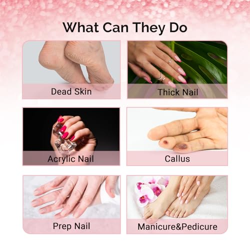 MelodySusie 50 Pcs Nail Drill Bits Super Long Small Sanding Bands with 3.1mm Crystal Mandrel Bit, 180 Fine Grit Nail File for Acrylic Nails Gel Manicures and Pedicure, Pink