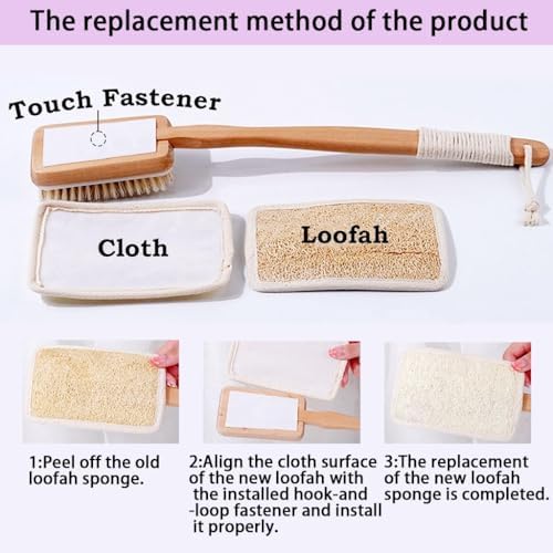 Shower Body Brush with Bristles and Loofah,Back Scrubber for Shower for Bath or Dry Brush,Back exfoliating Body Scrubber Shower Scrub Brush Long Handle for Women and Men