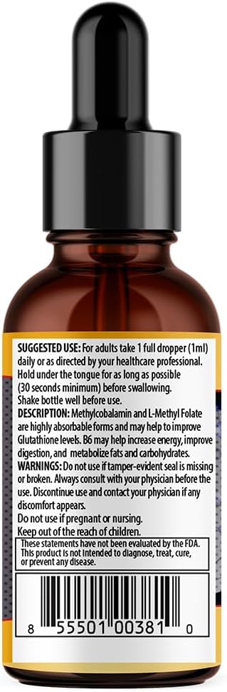 ANUMED - Vitamin B12 5000 mcg Liquid with B-Complex (Methylcobalamin) Sublingual Drops (2oz)