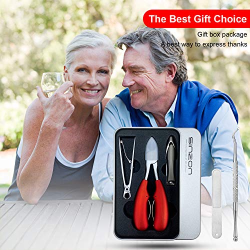 Thick Toenail Clippers, Podiatrist Toe Nail Clippers for Ingrown & Thick & Men & Seniors Toenail and Nail Surgical Grade Stainless Steel Toenail Trimmer Nipper (Red)