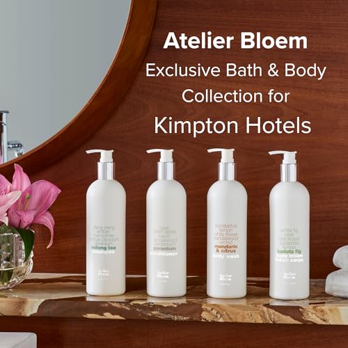 Atelier Bloem Travel Gift Set with Mandarin & Citrus Body Wash, Kadota Fig Body Lotion, Oolong Tea Shampoo, and Geranium Conditioner - Kimpton Hotel Collection - Includes Gift Box - 1.7 oz. Bottles
