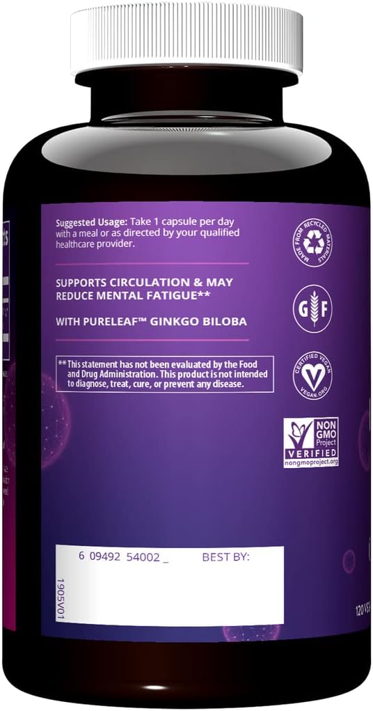 MRM Nutrition Ginkgo B 60mg | Gluten-Free + Vegan | 120 Servings