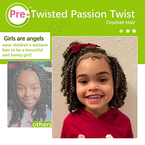 Fulcrum Passion Twist Hair 8 Inch, 8 Packs Passion Twist Crochet Hair for Black Women, Prelooped Crochet Twist Hair with Curly Ends (8Inch, T30#)