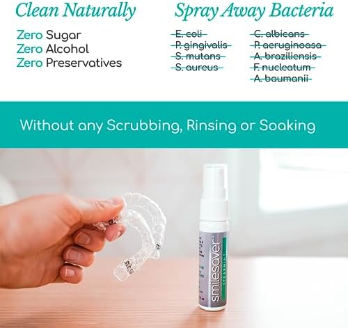 Smilesaver Retainer Cleaner Spray – Invisalign, Mouth Guard, and Denture Cleaner – Quick Oral Care for Aligner & Retainer Hygiene – Natural, Portable & Minty Fresh Oral Care Products (1oz)