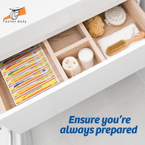 FactorDuty 100 Pack Toothbrush Standard Classic Medium Soft Toothbrush Bulk Individually Wrapped