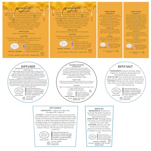 Gift Baskets for Women, Bath and Body Gift Set for her with 13pcs Honey Almond Scented Spa Gifts for Women, Bath Sets Includes Scented Candle, Shower Steamer, Bubble Bath, Bath Salt. Mothers Day Gifts